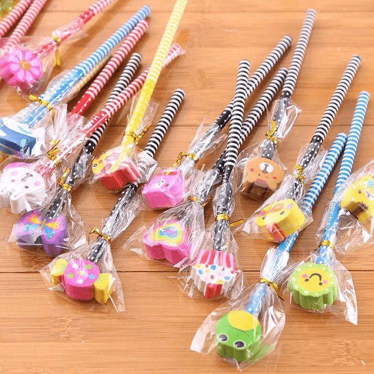 Pencil with Cartoon Eraser Topper